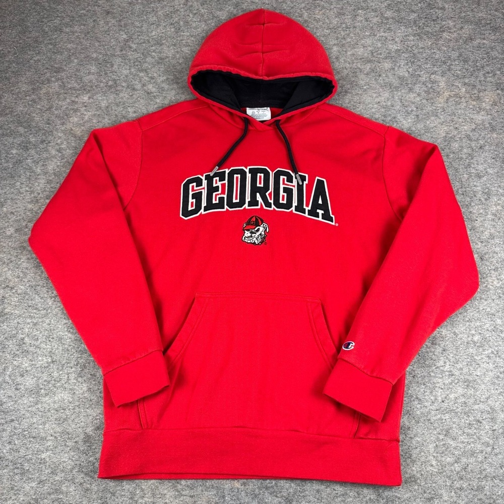 Champion Georgia Bulldogs Fleece Hoodie Pullover Red Mens Medium M